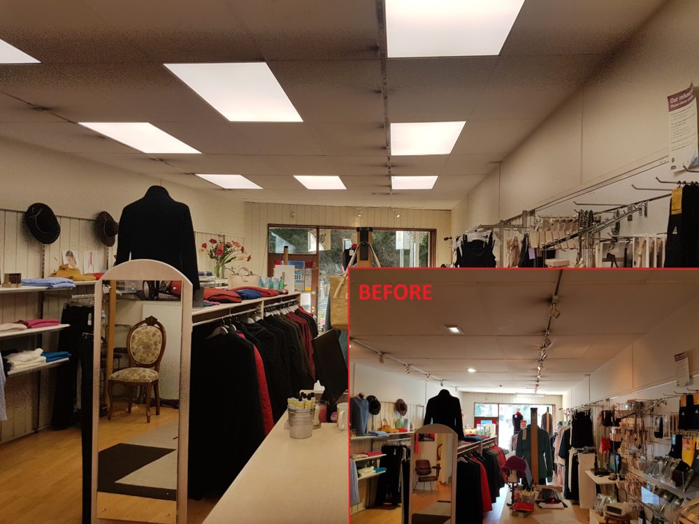 Whytes Clothing Shop Lighting, Power by Watts Electrician